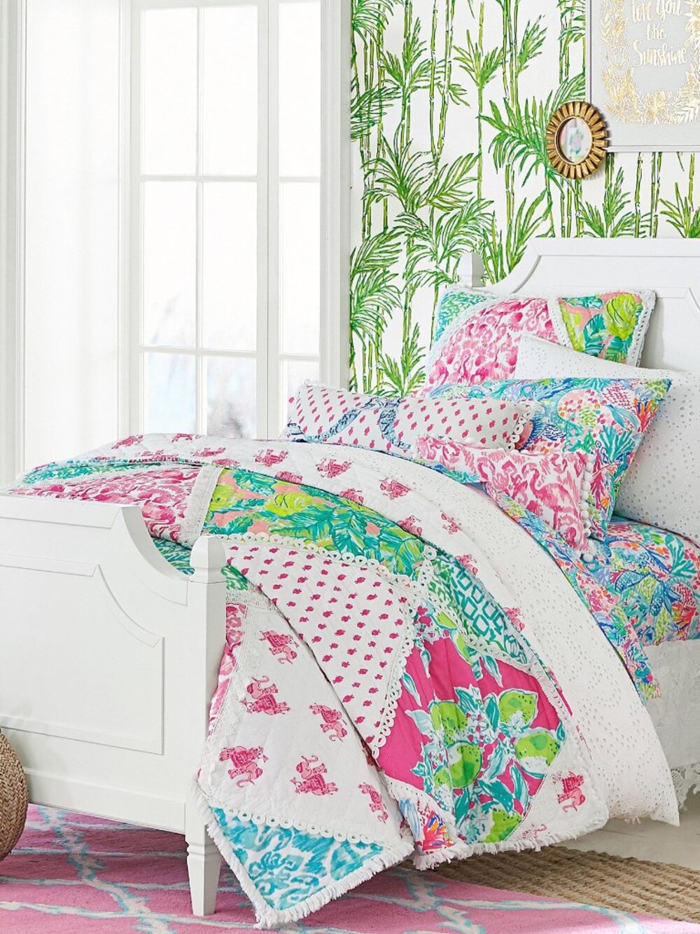 Pottery Barn Kids Lilly Pulitzer Full/Queen Quilt and 2 Matching Shams